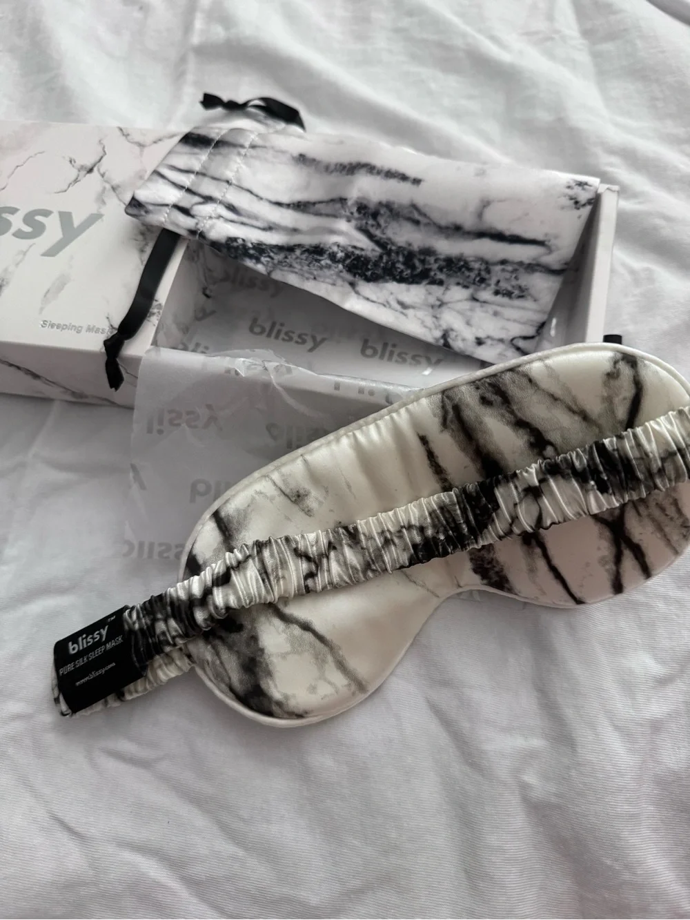 Blissy Pure Mulberry Silk Sleeping Mask - Marble Pattern